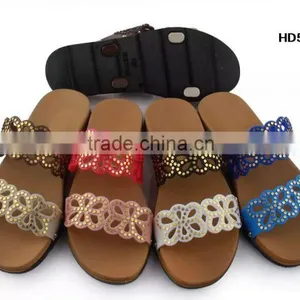 2016 Durable Ladies New Design Flat PCU Blowing Two Strap Slide Sandal Slippers thumbnail-1