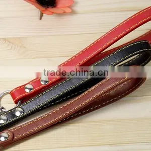 Pet Leashes Metal Chain Lead With Leather Handles thumbnail-2