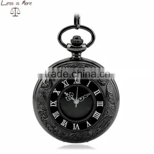Fashion Wholesale Dark Night Pocket Watch Black Necklace Watch for Men thumbnail-1