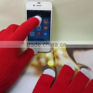 Different Material Acryllic 3 Fingers Knitted Touch Gloves thumbnail-2