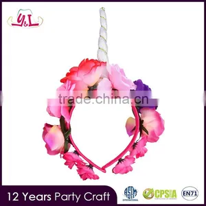 Hot Selling Premium Handmade Flower Wreath Coloring Floral Unicorn Costume Party Halloween Unicorn Flower Crown thumbnail-1