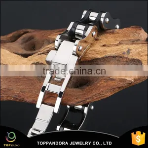 Fashion New Design Men's Bracelet Stainless Steel Top Quality Silver Bike Chain Style Finger Chain Ring Bracelet thumbnail-3