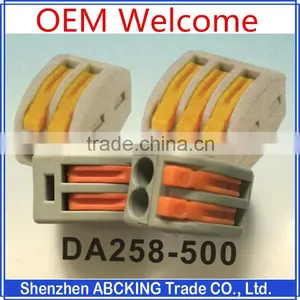 Factory Wholesale Equivalent Wago 222 Series Push in 2p 3p 5p Quick Wire Connector Electrical Terminal Block thumbnail-1