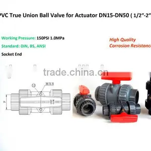 UPVC Double Union Ball Valve for Actuator thumbnail-2