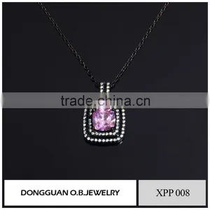 Fashion 925 Silver Pendant Designs, Pink Diamond Crystal Pendant Necklace thumbnail-4
