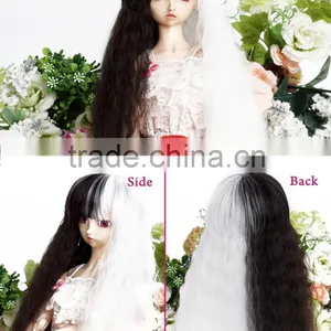 Guangzhou Factory Wholesale Cheap Price Very Long Curly Black/white Synthetic Doll Wig thumbnail-2