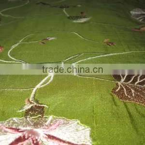 GREEN AND FLOWER SILK EMBRODARY SILK FABRIC TEXTILE thumbnail-2