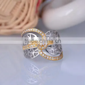 Pure Silver Irregular Vein x Letter Ring With Gold Plated for Women thumbnail-4