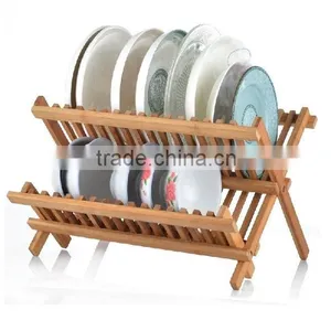 Bamboo Scissor Style Folding Dish Rack /Flatware Holder Set. thumbnail-1