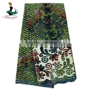 2016 Net Tulle Lace Fabric Mix Wax Print YBGN54 Wax With Lace Dress Fabric thumbnail-1
