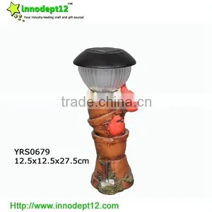 Solar Garden Decor Light Red Bird and Flowers Column Parts thumbnail-1