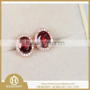 Luxury Red Garnet Stud Earrings Best Gifts to Friend thumbnail-2