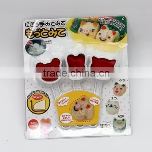 3pcs Bento Rice Roll Maker Set of Animal Shaper With Bear,rabbit and Cat thumbnail-4