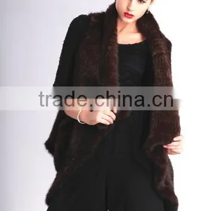 Fashion Genuine Knitted Mink Fur Vest for Women MV01 thumbnail-1