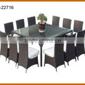 Large Cube Dining Set Modern Rattan Table Chair thumbnail-1