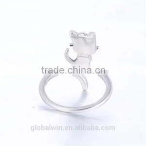 Factory Promotion Solid 925 Latest Wedding Ring Designs Red Black Enamel Sterling Silver Ring Cat Animal Sex Women'S Ring Animal thumbnail-3