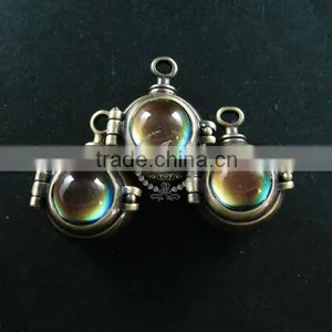 20mm Vintage Style Brass Bronze Steam Punk Vial Pendant Charm Box With Color Change Mood Stone Cabochon Supplies 1810416 thumbnail-1
