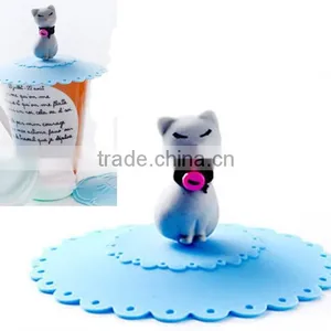 Cute Cartoon Leak Proof Soft Lady Meow Silicone Cup Cover thumbnail-2