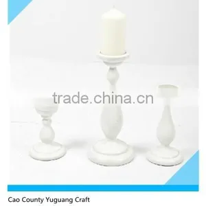 Home Decoration White and Black 3 Set of Wooden Candle Holder thumbnail-3