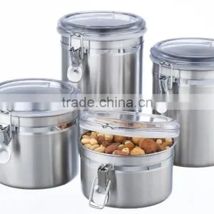 4pcs Stainless Steel Canister Set With Acrylic Lids thumbnail-1