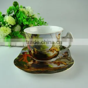 Stock Porcelain Tea Set With Decal Printed, Tea Pot And Six Cups Six Saucers, Ceramic Coffee Set thumbnail-1