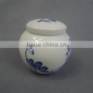 Special Finished Blue and White Porcelain Ceramic Wholesale Urns for Ashes thumbnail-1