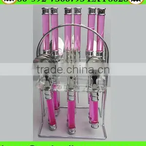 Colorful Handle Stainless Steel Flatware With Wire Stand thumbnail-1