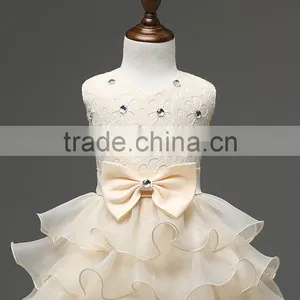 Party Girls Dress for Wedding Holiday Children Clothes Kid Baby Dresses for Girls Lace Tulle Diamond Design Prom Dress for Child thumbnail-4