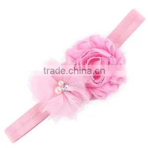 2015 Wholesale Baby Toddler Infant Flower Headband With Pearl Hair Bow Band Accessories thumbnail-4