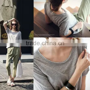 Plain Color Short Sleeve Cool Lady t Shirt Fashion Hot Sale Women t Shirt thumbnail-4
