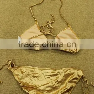 Fashion Design Baby Girls Swimwear Kids Gold Bikini Two Pieces Swimwear Swimsuits/little Girls Swimsuits thumbnail-1