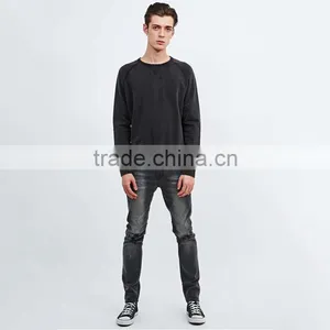 Custom Blank Black Crew Neck Pullover Hoodie Wholesale Plain Hoodies thumbnail-3