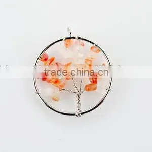 High End Rose Quartz Chip Stone Beads Pendant Diy Wire Wrapped Quartz Stone Charms Pendant 2016 for Sales thumbnail-4