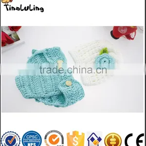 Knit Crown Hat Photography Prop Crochet Infant Newborn Knitted Kid Children Girls Flower Hat Baby thumbnail-2