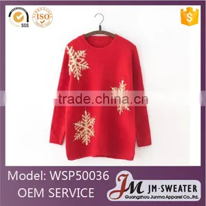 Simple Design Acrylic Long Sleeve White Women Christmas Sweater Wholesaler thumbnail-4