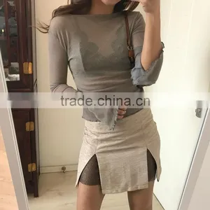 Runwaylover 5440 Sexy Black Slim Slit Mini Skirt thumbnail-2