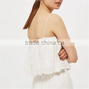2017 Newest Fashion Embroidered Sling Ladies Jumpsuit With Ruffles thumbnail-3