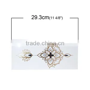 Paper Removable Waterproof Temporary Sternum Tattoo Sticker Body Art Golden Flower Pattern Temporary Tattoo Transfer Paper thumbnail-2