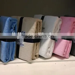 2015 Classic Solid Colour Jacquard Coral Fleece Blanket thumbnail-3