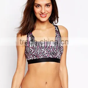 Custom Women Leopard Racer Back Sports Bra,Sexy Leopard Printed Sports Bodybuilding Bra For Ladies thumbnail-3