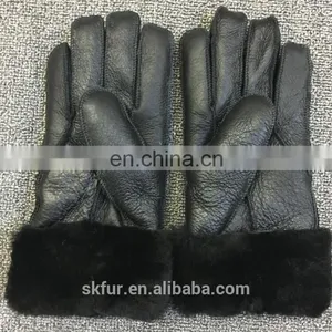 China Factory Wholesale Genuine Sheepskin Fur Leather Gloves for Men and Kids thumbnail-1