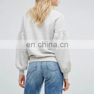 OEM Factory High Quality Cheap Price Crew Neck Sweatshirt Balloon Sleeve Sweatshirt thumbnail-2