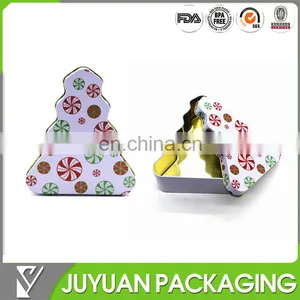 Tree Shaped Christmas Empty Irregular Matal Storage Tin Box Can thumbnail-1