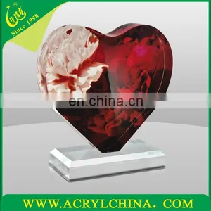 Small Floral Heart Shaped Desktop Acrylic Trophy Crystal Trophy Acrylic Award thumbnail-1