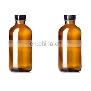 0.5oz,1Oz,4OZ,8OZ Boston Round Glass Bottle Essential Oil Glass Bottle With Black Lids thumbnail-1