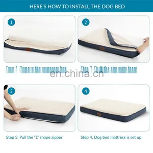 2020 Wholesale Modern Grey Raised Indestructible Memory Foam Dog Pet Mat Beds thumbnail-6