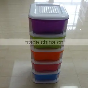 Mini 5 Tier Removable Plastic Storage Drawer or Cabinet With Wheels thumbnail-1