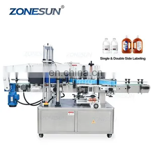 ZONESUN ZS-TB300 Automatic Double Size Tube Sticker Water Flat Bottle Labeling Machine For Bottles thumbnail-1