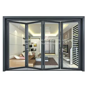 Gouble Glass Patio Accordion Aluminum Alloy Frame Folding Door With Insect Screen thumbnail-1