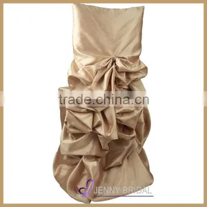 C001E Fancy Custom Satin/taffeta Ruffled Wholesale Cheap Chair Covers,dining Room Chair Cover thumbnail-1